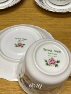 Vintage Andrea by Sadek Spring Night (7 Sets) Cups & Saucers withGold Trim