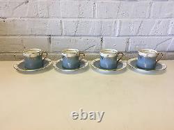 Vintage Antique Aynsley Set of 4 Cups & Saucers with Blue & Gold Decoration