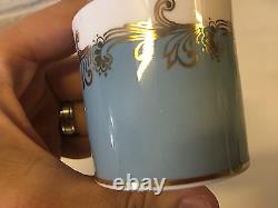 Vintage Antique Aynsley Set of 4 Cups & Saucers with Blue & Gold Decoration