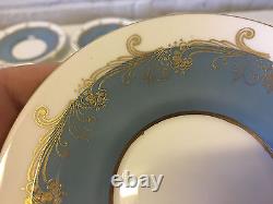Vintage Antique Aynsley Set of 4 Cups & Saucers with Blue & Gold Decoration