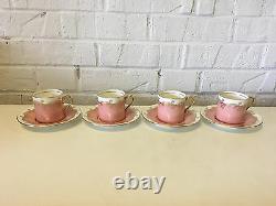 Vintage Antique Aynsley Set of 4 Cups & Saucers with Pink & Gold Decoration