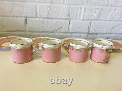 Vintage Antique Aynsley Set of 4 Cups & Saucers with Pink & Gold Decoration