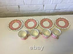 Vintage Antique Aynsley Set of 4 Cups & Saucers with Pink & Gold Decoration