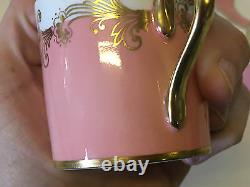Vintage Antique Aynsley Set of 4 Cups & Saucers with Pink & Gold Decoration