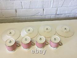 Vintage Antique Aynsley Set of 4 Cups & Saucers with Pink & Gold Decoration