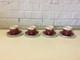 Vintage Antique Aynsley Set Of 4 Cups & Saucers With Red & Gold Decoration