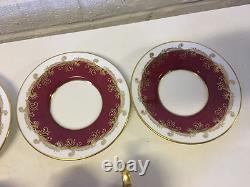 Vintage Antique Aynsley Set of 4 Cups & Saucers with Red & Gold Decoration