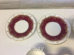 Vintage Antique Aynsley Set of 4 Cups & Saucers with Red & Gold Decoration