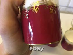Vintage Antique Aynsley Set of 4 Cups & Saucers with Red & Gold Decoration