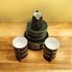 Vintage Apilco France Porcelain Tea Set Dark Green With Gold Trim, Collectable