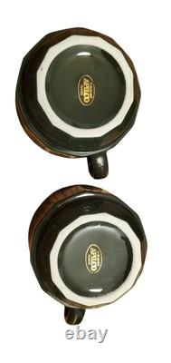 Vintage Apilco France Porcelain Tea Set Dark Green with Gold Trim, Collectable