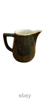 Vintage Apilco France Porcelain Tea Set Dark Green with Gold Trim, Collectable