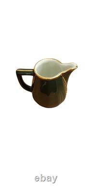 Vintage Apilco France Porcelain Tea Set Dark Green with Gold Trim, Collectable