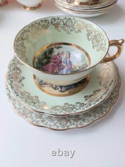 Vintage Ashley Bone China Cup, Saucer & Side Plate 22ct Gold Gilt set of 6