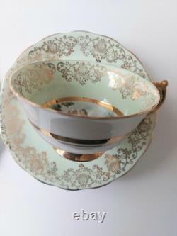 Vintage Ashley Bone China Cup, Saucer & Side Plate 22ct Gold Gilt set of 6