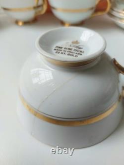 Vintage Ashley Bone China Cup, Saucer & Side Plate 22ct Gold Gilt set of 6