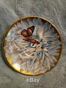 Vintage Aynsley China Cup & Saucer Colorful Chrysanthemum Butterfly & Gold