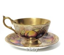 Vintage Aynsley Gold Orchard Fruit Signed Cup and Saucer C746