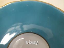 Vintage Aynsley Golden Orchard Turquoise Tea Cup & Saucer Signed D Jones