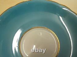 Vintage Aynsley Golden Orchard Turquoise Tea Cup & Saucer Signed D Jones