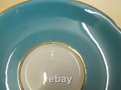 Vintage Aynsley Golden Orchard Turquoise Tea Cup & Saucer Signed D Jones