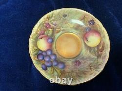 Vintage Aynsley Hand Painted Orchard Gold Fruit Cup & Saucer N. Brunt & D. Jones