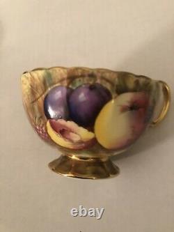 Vintage Aynsley Orchard Fruit Gold Fine Bone China Tea Cup & Saucer. England