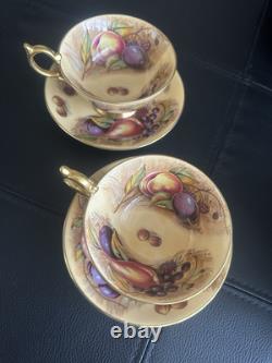 Vintage Aynsley Orchard Gold 2x Cups & Saucers Signed