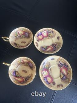 Vintage Aynsley Orchard Gold 2x Cups & Saucers Signed
