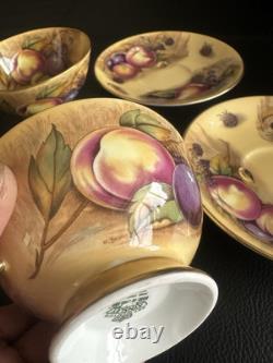 Vintage Aynsley Orchard Gold 2x Cups & Saucers Signed