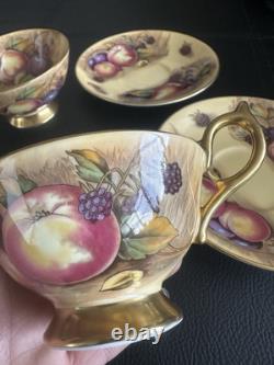 Vintage Aynsley Orchard Gold 2x Cups & Saucers Signed
