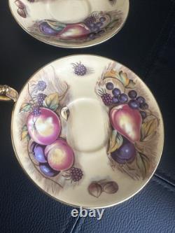 Vintage Aynsley Orchard Gold 2x Cups & Saucers Signed