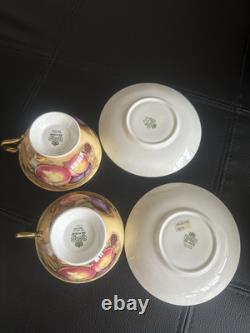 Vintage Aynsley Orchard Gold 2x Cups & Saucers Signed