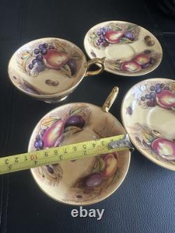Vintage Aynsley Orchard Gold 2x Cups & Saucers Signed