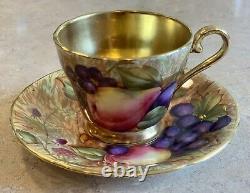 Vintage Aynsley Orchard Gold Fruit Cup & Saucer Set #7462 Signed N. Brunt