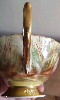 Vintage Aynsley Orchard Gold cup and saucer signed N. Brunt