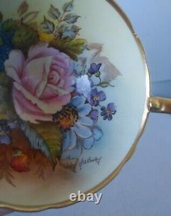 Vintage Aynsley Signed Bailey Cabbage Rose Cup & Saucer Bone China LOOK! 1 of 4