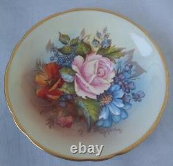 Vintage Aynsley Signed Bailey Cabbage Rose Cup & Saucer Bone China LOOK! 1 of 4