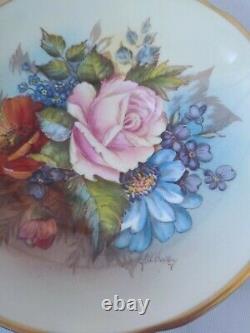 Vintage Aynsley Signed Bailey Cabbage Rose Cup & Saucer Bone China LOOK! 1 of 4