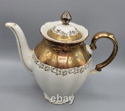 Vintage Bareuther Bavaria Gold White Porcelain Demitasse Teapot Tea Cups Saucers