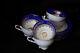Vintage Bareuther Waldsassen Germany Bavaria Blue Gold 6 Coffee Cups & Saucers
