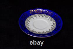 Vintage Bareuther Waldsassen Germany Bavaria blue gold 6 coffee cups & saucers