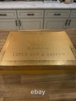 Vintage Bavaria Germany Porcelain 22K Gold Gilded Tea Cup Set Of 12 Pieces NIB Vintage Bavaria Germany Porcelain 22K Gold Gilded Tea Cup Set Of 12 Pieces NIB