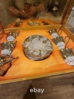 Vintage Bavaria Germany Porcelain 22K Gold Gilded Tea Cup Set Of 12 Pieces NIB