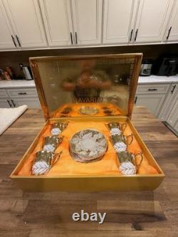 Vintage Bavaria Germany Porcelain 22K Gold Gilded Tea Cup Set Of 12 Pieces NIB