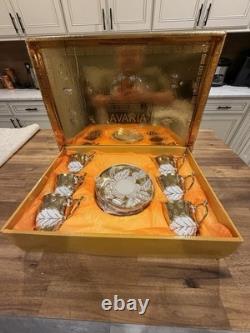 Vintage Bavaria Germany Porcelain 22K Gold Gilded Tea Cup Set Of 12 Pieces NIB