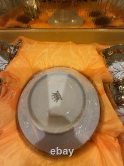 Vintage Bavaria Germany Porcelain 22K Gold Gilded Tea Cup Set Of 12 Pieces NIB