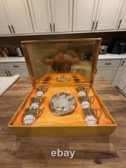 Vintage Bavaria Germany Porcelain 22K Gold Gilded Tea Cup Set Of 12 Pieces NIB