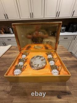 Vintage Bavaria Germany Porcelain 22K Gold Gilded Tea Cup Set Of 12 Pieces NIB