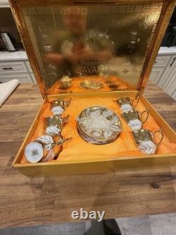 Vintage Bavaria Germany Porcelain 22K Gold Gilded Tea Cup Set Of 12 Pieces NIB